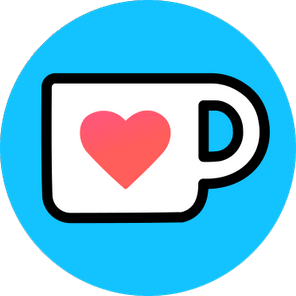 Ko-fi logo of a mug with a heart on it.